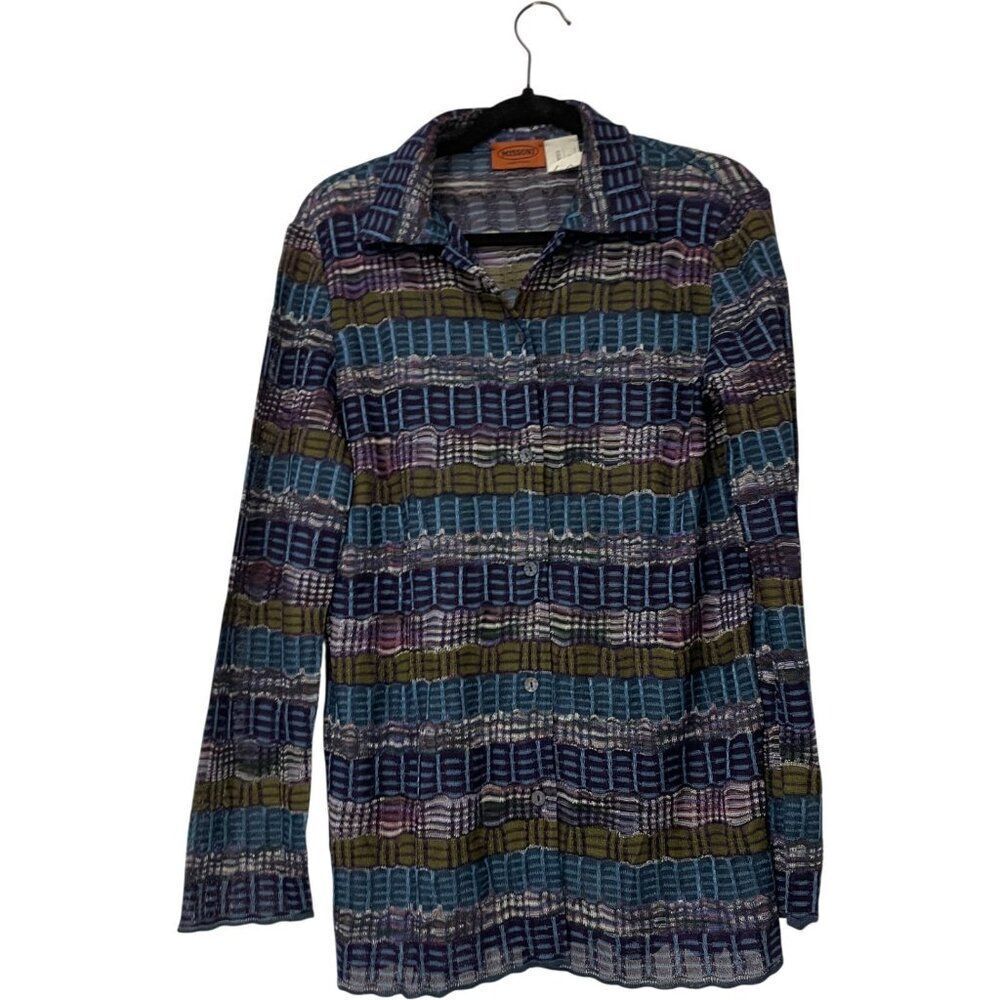 Missoni Mens Sweater Vest Cardigan Set M L Multicolor Knitted Long Sleeve V-Neck